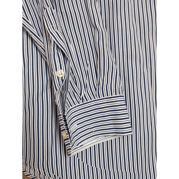 Vintage Tommy Hilfiger Mens Striped Button Down Shirt XL Navy White Long Sleeve - Picture 5 of 7